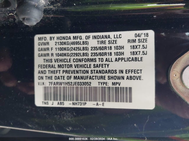 Honda CR-V EX 2018 7FARW1H52JE033052 Image 9