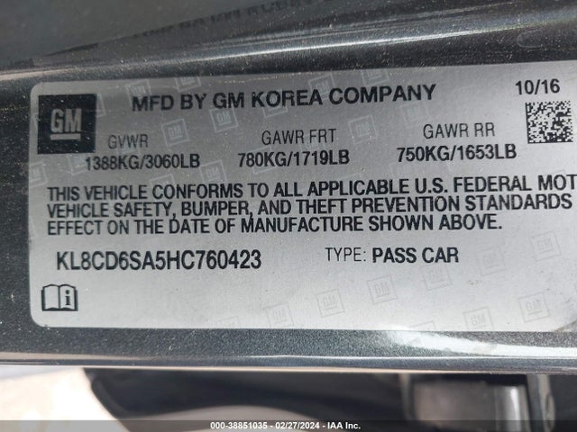 Chevrolet Spark 1lt Cvt 2017 KL8CD6SA5HC760423 Image 9