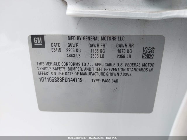 Chevrolet IMPALA 2LZ 2015 1G1165S38FU144719 Image 9