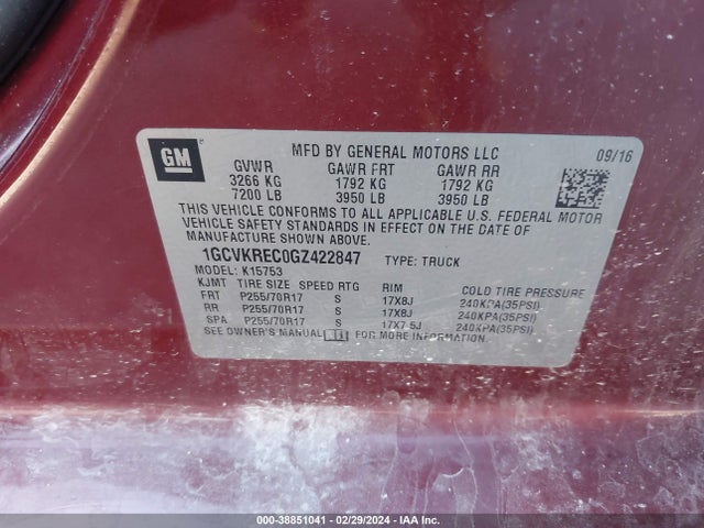 Chevrolet Silverado 1500 1lt 2016 1GCVKREC0GZ422847 Image 9