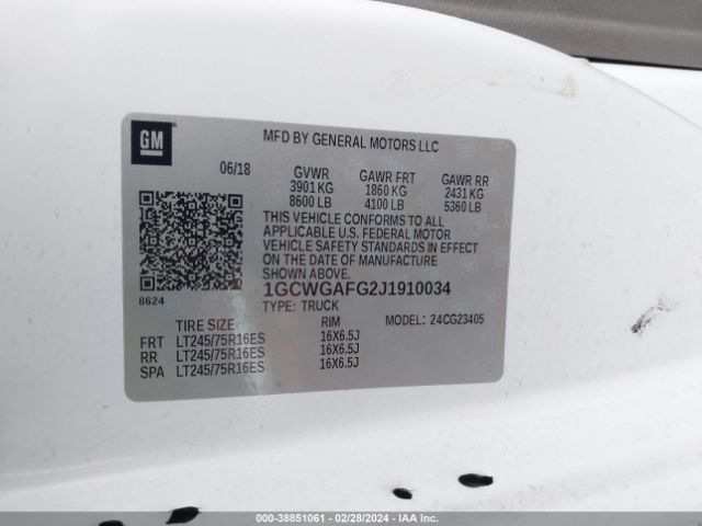 1GCWGAFG2J1910034 Chevrolet Express 2500 Work Van