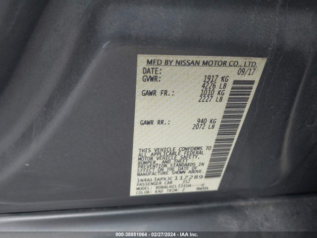 Nissan Altima 2.5 Sr 2018 1N4AL3APXJC117289 Image 9