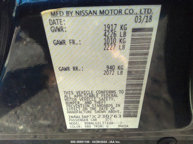 Nissan Altima 2.5 S 2018 1N4AL3AP7JC230763 Image 9