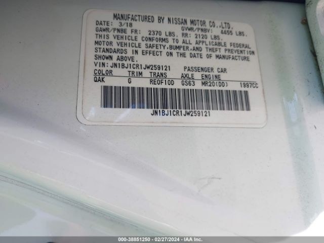 JN1BJ1CR1JW259121 Nissan Rogue Sport S/sv/sl