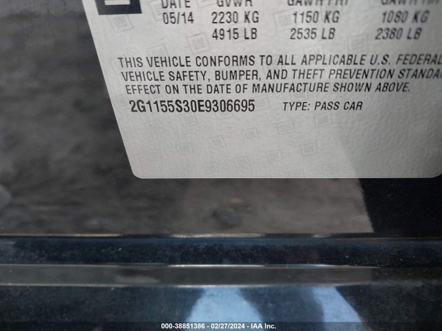Chevrolet IMPALA 2LZ 2014 2G1155S30E9306695 Image 9