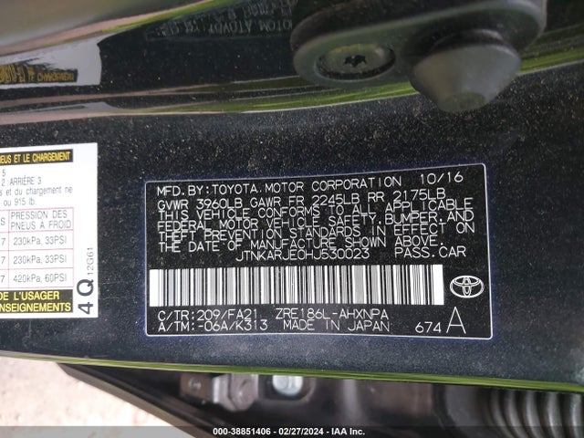 Toyota COROLLA IM 2017 JTNKARJE0HJ530023 Image 9