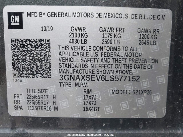 Chevrolet Equinox Awd Ls 2020 3GNAXSEV6LS577152 Image 9
