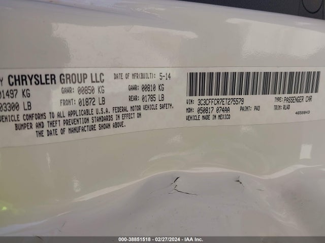 2014 FIAT 500 3C3CFFCR7ET275579 Photo 8