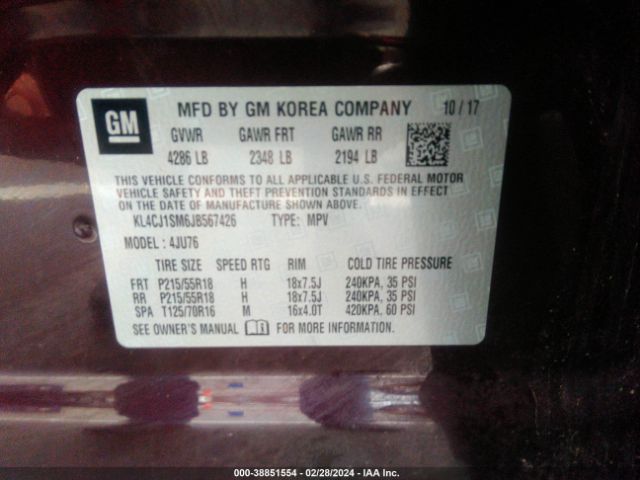 KL4CJ1SM6JB567426 Buick Encore Sport Touring