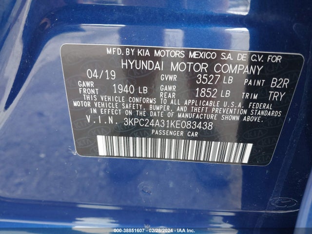 Hyundai ACCENT SE 2019 3KPC24A31KE083438 Image 9