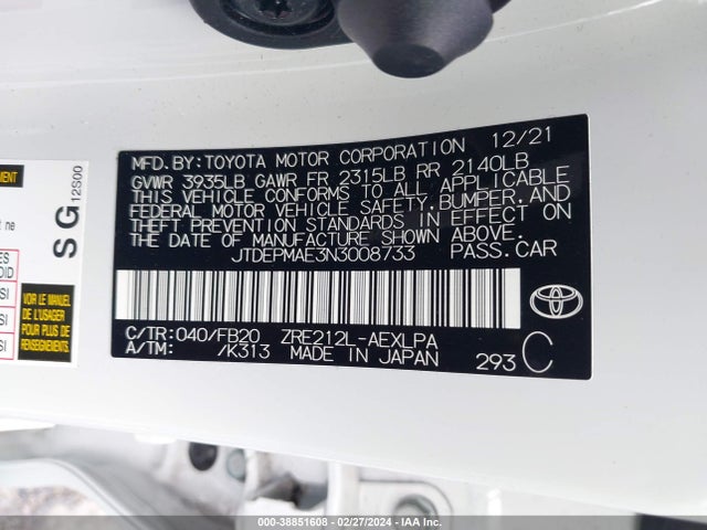 Toyota COROLLA LE 2022 JTDEPMAE3N3008733 Image 9