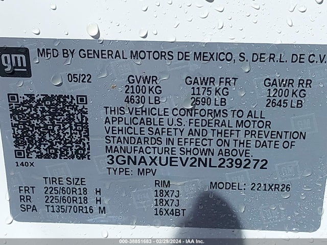 Chevrolet Equinox Awd Lt 2022 3GNAXUEV2NL239272 Image 9