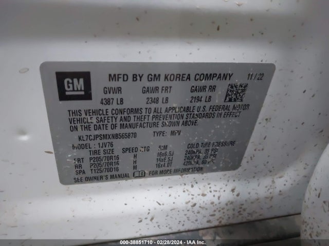 Chevrolet Trax Awd Lt 2022 KL7CJPSMXNB565870 Image 9