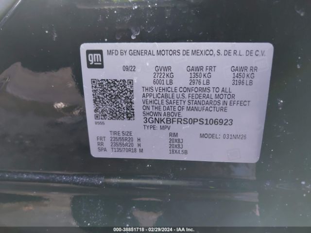 3GNKBFRS0PS106923 Chevrolet Blazer Fwd Premier