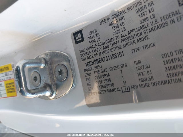 Chevrolet Colorado Wt 2018 1GCHSBEA7J1188151 Image 9