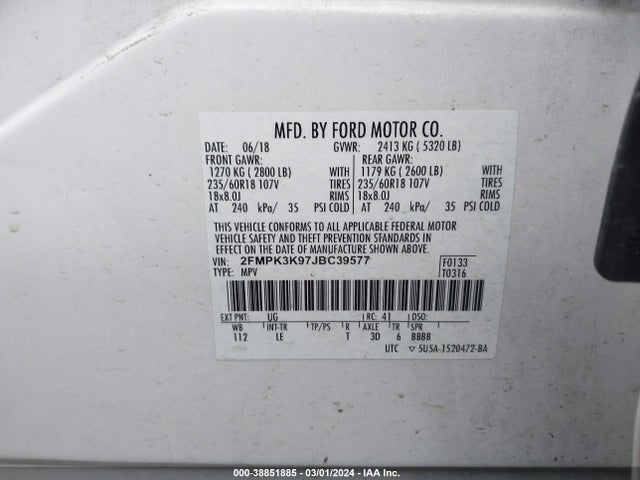 Ford Edge Titanium 2018 2FMPK3K97JBC39577 Image 9