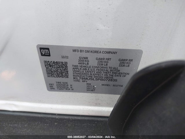 Chevrolet Trailblazer Awd Rs 2023 KL79MUSL5PB072835 Image 9