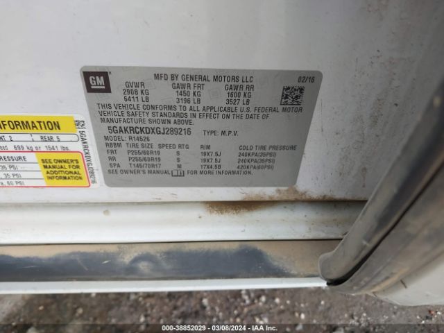 5GAKRCKDXGJ289216 Buick Enclave Premium
