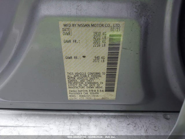 Nissan Altima 2.5 S 2015 1N4AL3AP2FN394336 Image 9