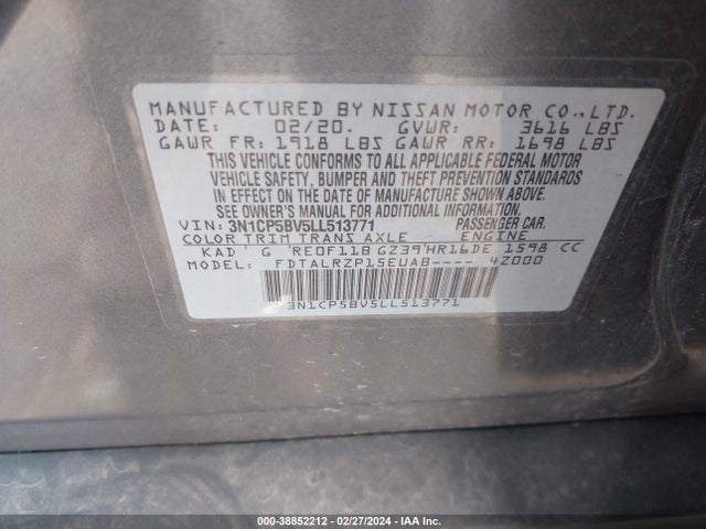 Nissan Kicks S Xtronic Cvt 2020 3N1CP5BV5LL513771 Image 9