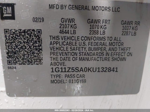 Chevrolet IMPALA LT 2019 1G11Z5SA0KU132841 Image 9