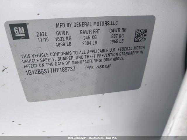 Chevrolet MALIBU LS 2017 1G1ZB5ST7HF189737 Image 9