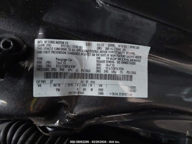 Ford FOCUS SE 2017 1FADP3K2XHL289692 Image 9