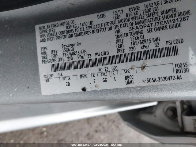 Ford FIESTA S 2014 3FADP4TJ7EM191287 Image 9