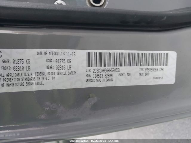 2C3CDXHG6HH520551 Dodge Charger Sxt Rwd