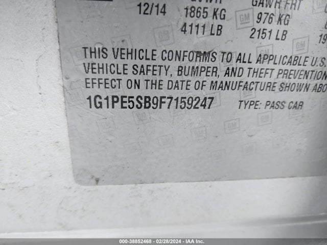 Chevrolet Cruze 2lt Auto 2015 1G1PE5SB9F7159247 Image 9