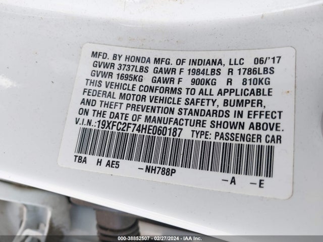 Honda CIVIC EX 2017 19XFC2F74HE060187 Image 9