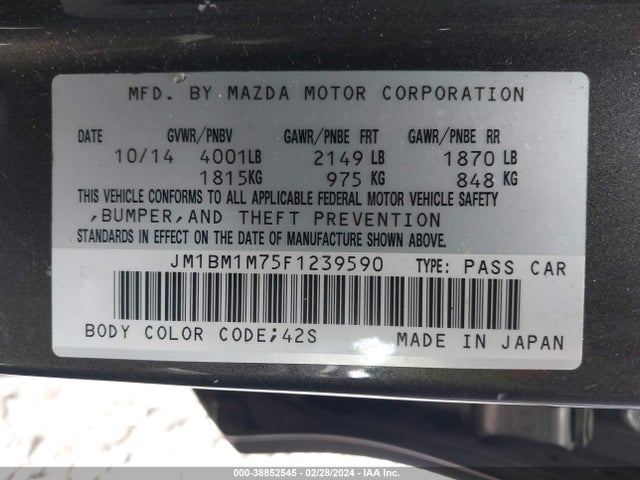 JM1BM1M75F1239590 Mazda Mazda3 I Grand Touring