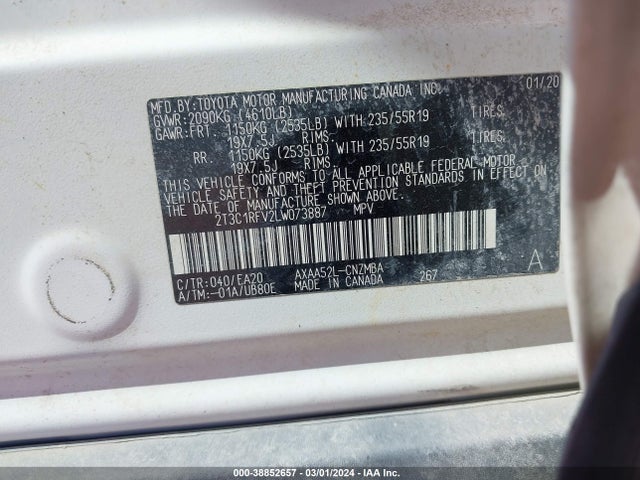 Toyota Rav4 Xle Premium 2020 2T3C1RFV2LW073887 Image 9
