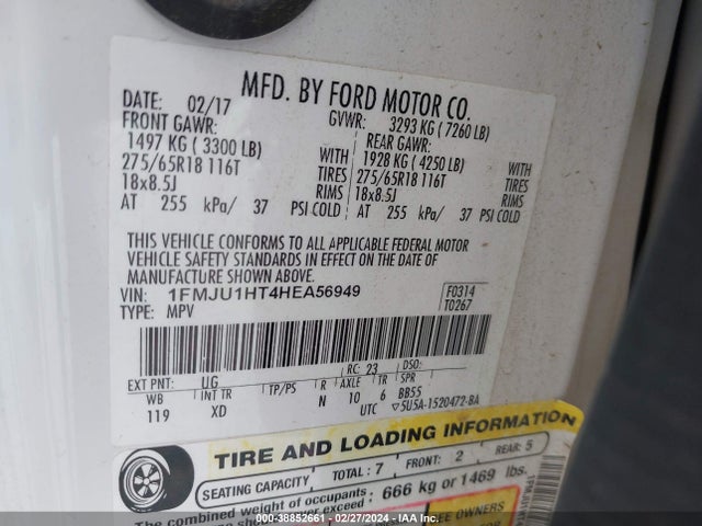 Ford Expedition Xlt 2017 1FMJU1HT4HEA56949 Image 9