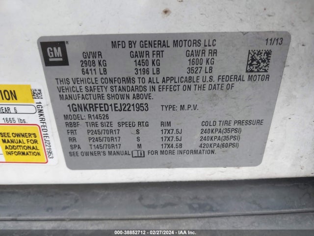 Chevrolet Traverse Ls 2014 1GNKRFED1EJ221953 Image 9