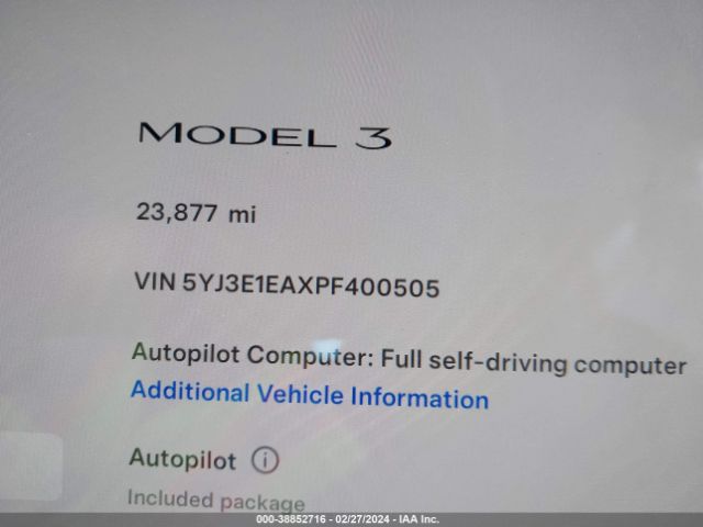 5YJ3E1EAXPF400505 Tesla Model 3 Rear-wheel Drive
