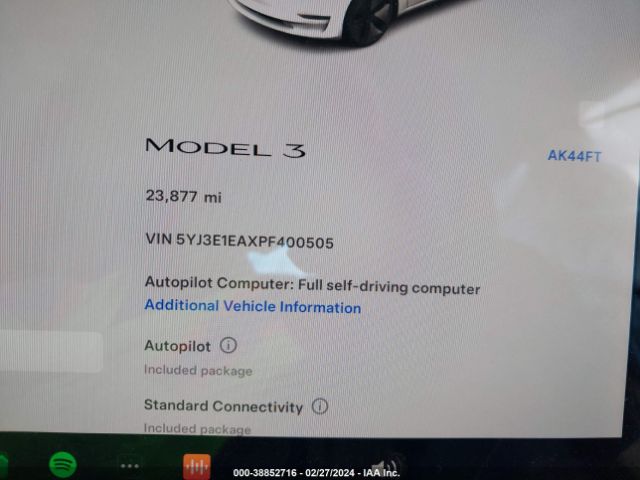 5YJ3E1EAXPF400505 Tesla Model 3 Rear-wheel Drive