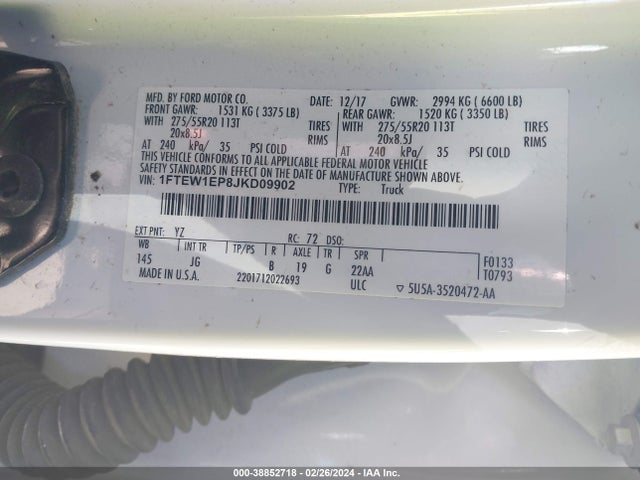 Ford F-150 Xl 2018 1FTEW1EP8JKD09902 Image 9