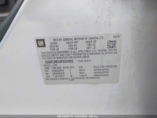 Chevrolet Equinox Ltz 2015 2GNFLHE34F6333862 Image 9