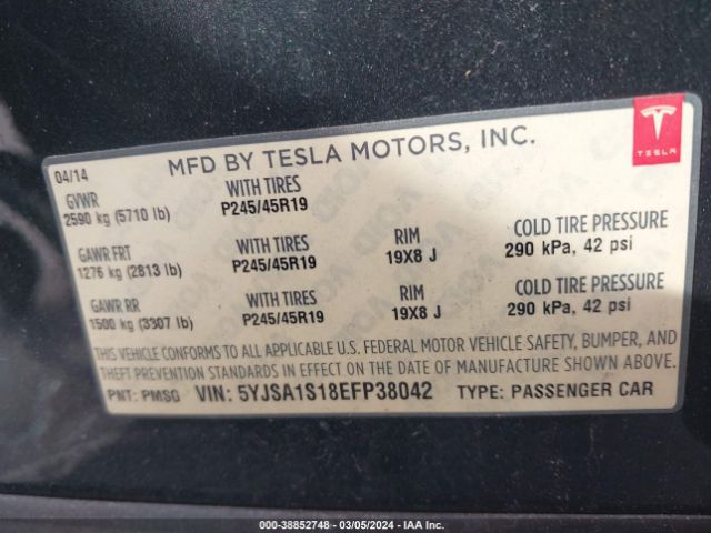 5YJSA1S18EFP38042 Tesla MODEL S