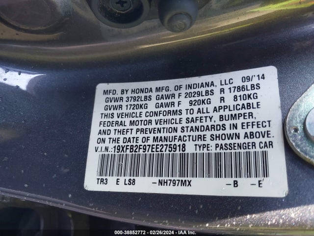 Honda Civic Ex-l 2014 19XFB2F97EE275918 Image 9
