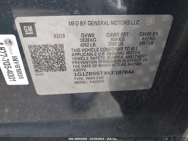 Chevrolet Malibu 1ls 2019 1G1ZB5STXKF187844 Image 9