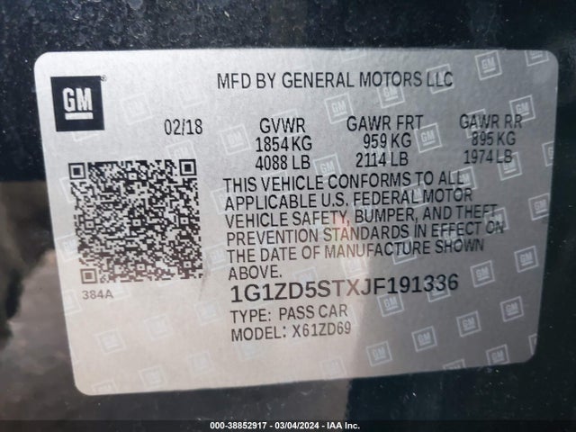 Chevrolet MALIBU LT 2018 1G1ZD5STXJF191336 Image 9