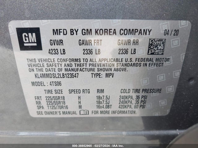 KL4MMDSL2LB123547 Buick Encore Gx Fwd Select
