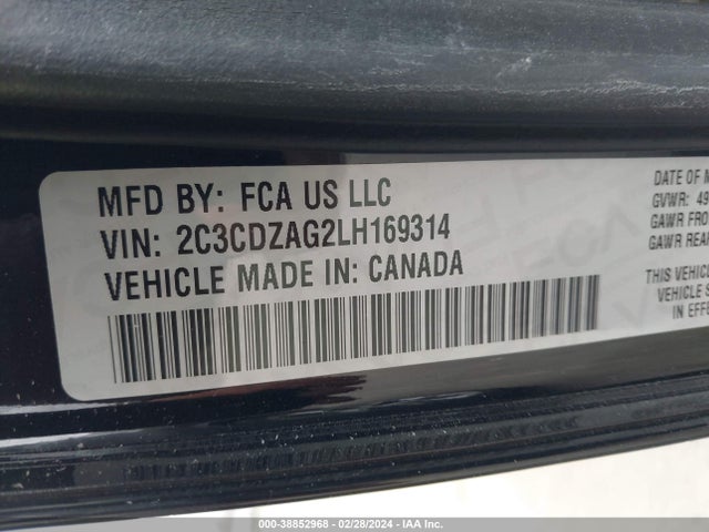 Dodge Challenger Sxt 2020 2C3CDZAG2LH169314 Image 9