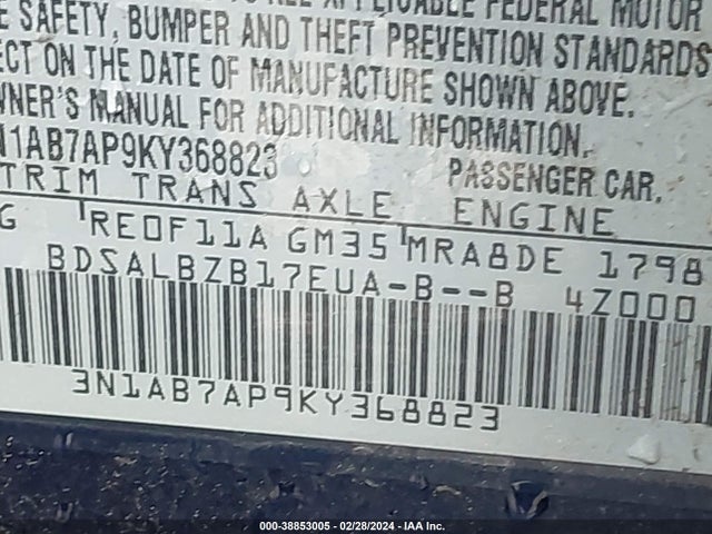 Nissan SENTRA S 2019 3N1AB7AP9KY368823 Image 9