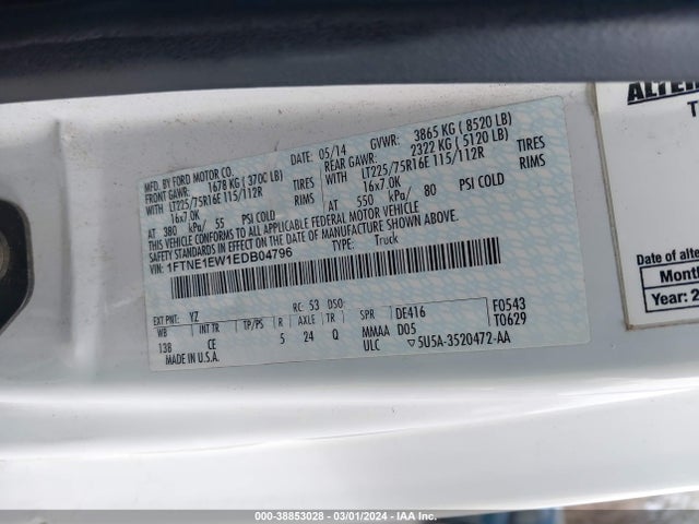 Ford E-150 Commercial 2014 1FTNE1EW1EDB04796 Image 9