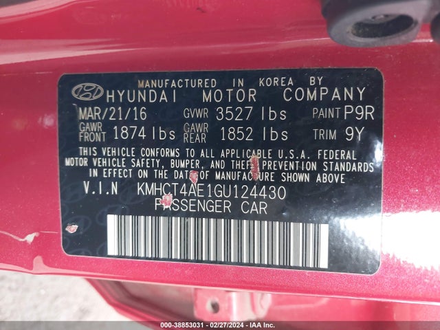 Hyundai ACCENT SE 2016 KMHCT4AE1GU124430 Image 9