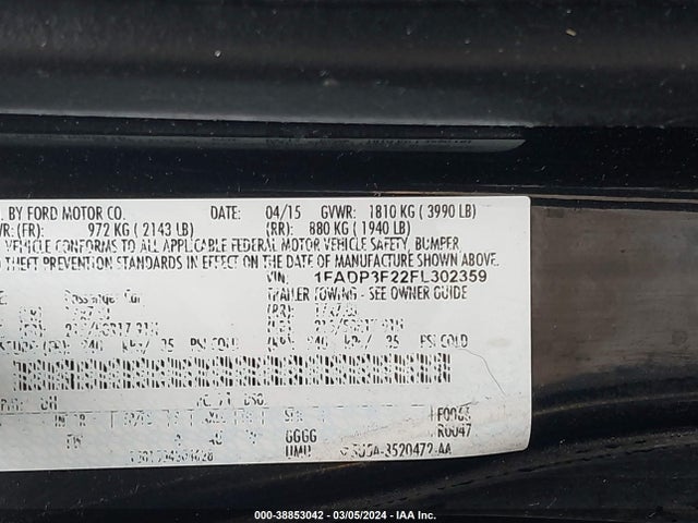 Ford FOCUS SE 2015 1FADP3F22FL302359 Image 9