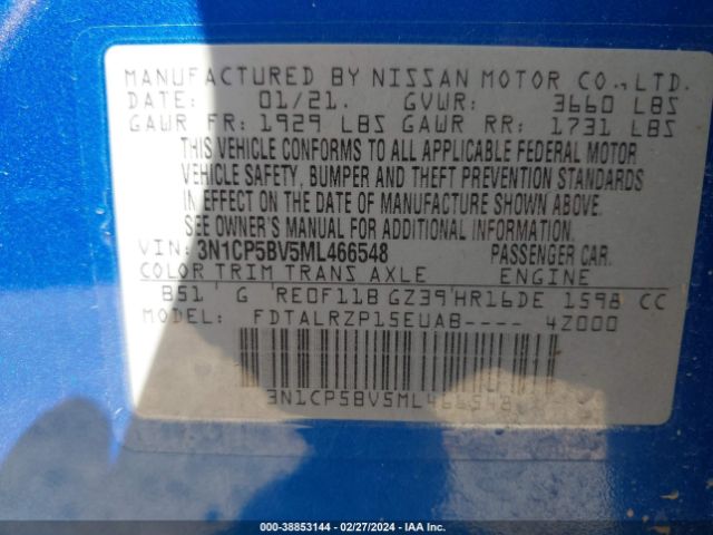 3N1CP5BV5ML466548 Nissan Kicks S Xtronic Cvt